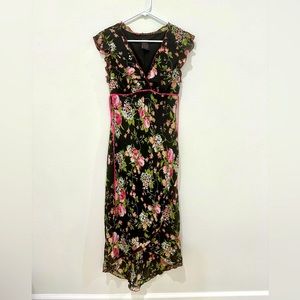 Speechless - Black/Pink floral high/low dress